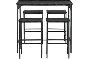 anrekl 5 Piece Dining Table and Chairs Set, High Table with Stools, Corner Bar for Home, Suitable for Kitchen Dining Living Room, Bar Table 100x60x90cm, Black