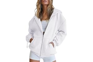 HOOUDO Women's Zip Up Hoodies Oversized Thin Lightweight Hooded Jackets Casual Long Sleeve Sweatshirts with Pockets Loose Y2K Hooded Coats Outfits