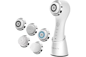 COSBEAUTY Spazzola Pulizia Viso Ultrasuoni, Skincare Professionale, Impermeabile, Ricaricabile Wireless, Elegante, Morbido, 3 Testine per Tutte le Pelli