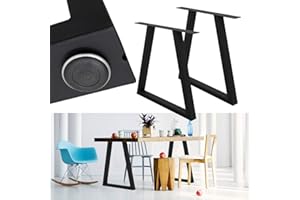 ECD Germany 2x Conjunto de Patas de Mesa Industriales Negro Pies de Escritorio Banqueta Modernos Estables 60 x 72 cm Marco Protección Soportes Perfiles de Acero Suelo para Cocina Oficina Comedor