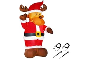 Monzana Reno Inflable 135cm XL Figura Decoración Navidad Exterior Luces LED Adorno Hinchable Patio