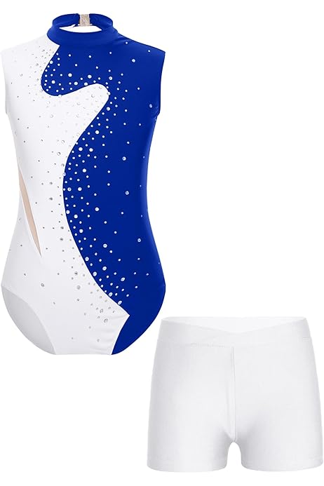 Body Danza Bambina Con Strass - Tuta Intera Per Ginnastica, Pattinaggio E Balletto | Maniche Lunghe, Materiale Elastico - Foto 10