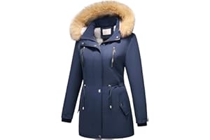 MODFUL Damen Fleece Daunenjacke Abnehmbare Kapuze Verdicken Sherpa Wintermantel Coat