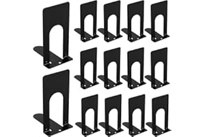 AOROPS 7 Paia Fermalibri, ferma libri per libreria Reggilibri in Metallo, Antiscivolo Nero Ferma Libri Supporto Libri Scaffali Ufficio Biblioteca Casa Scuola Ferma Libri(70 x 110 x 130 mm)