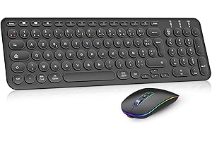 PINKCAT Ensemble Clavier et Souris sans Fil Bluetooth BT1+BT2+2,4 GHz, Combo Clavier AZERTY Souris Rechargeable Ultra Mince, Pack Clavier Souris pour PC/Tablette/Windows, iOS, Mac OS - Noir