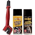 Kangaroo Chain Lubricant with Cleaner Spray and Brush (150Ml, Length 25Cm Height 6.5Cm Width 6.5Cm) for Motorcycle.