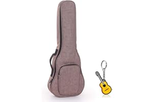 Longteam Leinen Einfache Ukulelen Koffer 10mm Schwamm Tragbare wasserdichte Ukulelen Tasche Abdeckung Uke Gig Bag mit Zubehör Aufbewahrungstasche (21 In Soprano, Braun)