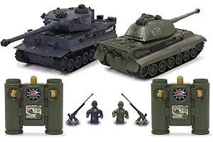 JAMARA Panzer Tiger Battle Set 2,4 GHz – modalità Battle con indicatore di Danno simulato (guasto azionamento, Combattimento e incapacità di Guida), Estremamente maneggevole, Fuoco di Pistola, Fuoco
