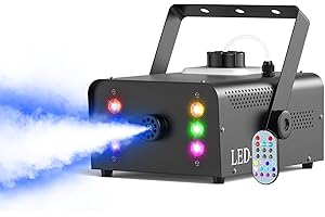 U`KING UKing 1500W Machine à Fumée avec 6 LED RGB, Machine à Brouillard de Fête avec Télécommande et Réservoir de 1L, Volume de Brouillard élevé, pour Halloween, Noël et les Mariages