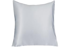 LULUSILK Kissenbezug, 100 % reine Seide, 16 Momme, mit verdecktem Reißverschluss, schont Haut und Haare, 1 Stück 80 x 80 cm Gris Plateado