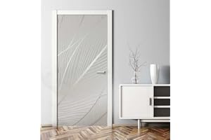 MyMaxxi - Tür bekleben mit Türtapete Türposter Türfolie Selbstklebend 90x200 Blumenmuster Zeichnung groß - Tür verschönern Türaufkleber Türklebefolie Blüte Pflanze grau