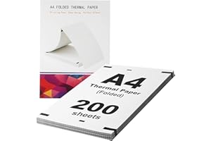 NUANGOO 200 fogli di Carta termica A4, 210 x 297 mm Carta termica, Carta termica A4 pieghevole, adatta per documenti e foto, adatta alla maggior parte delle stampanti termicheA4