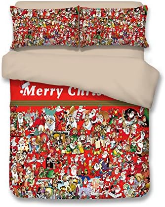 Merry Christmas Santa Claus Duvet Cover fitted sheet Pillow Cases Bedding Bedroom Bed Set (#4 Merry Christmas, 160x210 for 1.2m bed)