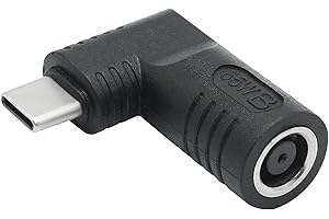 Riertostng Right Angle DC 7406 to USB C Connector Adapter, 90 Degree PD 65W DC 7.4mm x 0.6mm to USB Type C Male Plug Power Charge Adapter for Laptop, Phone - Black