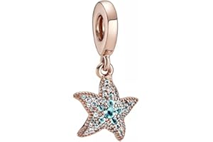 Pandora Pozłacana 14-karatowym różowym złotem zawieszka z niebieskim i zielonym kryształem, rozgwiazda