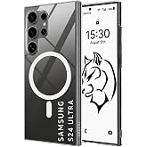 URUCHI Manyetik Şeffaf Kılıf, Samsung Galaxy S24 Ultra ile Uyumlu, Sararmaz Tam Sert Mika (Kenarları Dahil), Ultra İnce, Darb