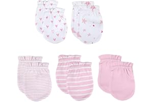 CHAMIE Baby Cotton Scratch Mittens-5 Pairs for Baby Boys Girls Newborn, 0-6 Months