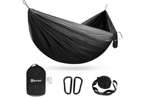 BTRWOR Hamac Ultra-léger de Voyage Camping | 300kg Capacité de charge, nylon à parachute à séchage rapide | 2 x Mousquetons de qualités, 2 x sangles de nylon Inclus | Pour jardin d'interieur/extérieur