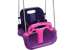 Montafox Balançoire pour Enfants bébés 3 en 1 réglable évolutive Balançoire pour Enfants avec Dossier Ceinture de sécurité, Couleur:Lilas