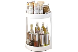JOUING Porta Spezie per Cucina Organizer Girevole in Metallo Piatto Girevole Portaspezie 2 Livelli Organizer Sottolavello Deposito per il Bagno (Bianco, 2Tiers)