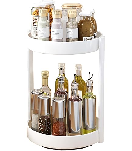 Lazy Susan Organiseur De Placard Rotatif à 2 Niveaux, étagère à épices Rotative Pour L'intérieur, étagère à épices Rotative En Métal, étagère à épices Multifonction Pour Rangement Et Organisation De