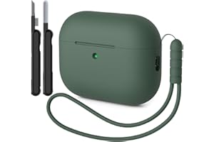 AOTUAO Case Compatible with AirPods Pro 3 Case Cover, Shockproof Drop Protection Scratch Resistant Silicone Case Cover for AirPods Pro 3rd Generation with Cleaner Kit and Lanyard, Pine Green