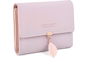 RRANCHARLTU Portefeuille Femme Porte-Monnaie Feuille Exquis Pendentif en PU Cuir, 6 emplacements pour Cartes y Compris 1 fenêtre d'identification 1 Section de Facture et 1 Poche à Fermeture éclair, Rose