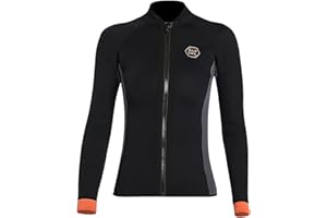 Heavyoff 3mm Wetsuits Men Long Sleeve Jacket Front Zipper Diving Skin Suit Top for Scuba Snorkeling Surfing Swimming