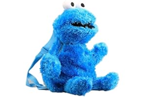 uiuoutoy Mochila infantil de peluche de anime Plaza Sésamo, diseño de Elmo, galleta, monstruo, pájaro grande, mochila escolar de peluche suave (azul), azul, children