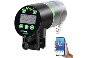 Ycozy WiFi Comedero Automatico Peces con Enchufe UE y Cable USB-C, Dispensador Alimentado por Enchufe Automático de Comida con Mando Distancia App y Pantalla LCD | Navi-BTS