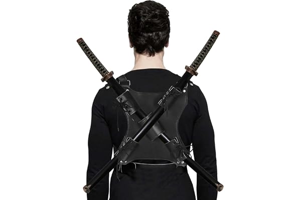 Porte Épée Dorsal, Réglable Sac de Transport D'épée en Cuir PU Porte Sabre Ceinture Sangle D'épée Katana Fourreau, Accessoire de Costume pour Cosplay, pour Samouraïs, Héros, Cosplay, Jeux de Rôle