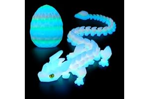 Uniiking® 3D Printed Dragon Eggs with Dragon Inside - 12Inch, 3D Printed Animals, Interesting Decorative Gift, Easter Basket Essentials Stuffers (Glow in The Dark)