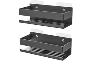 AIKER Estanteria Baño, Acero Inoxidable SUS304 Engrosado Estanteria Baño Sin Taladro,Versión Mejorada con Cinta Adhesiva Resistente Y Orificios Perforados para Una Instalación Más Estable