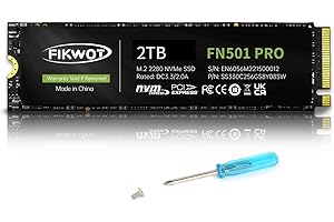 Fikwot FN501 Pro NVMe SSD 2TB - Disco SSD Interno M.2 PCIe Gen3 x4 con Adhesivo de Enfriamiento de Grafeno, hasta 3500MB/s, Caché SLC, Compatible con Portátiles y PC de Escritorio