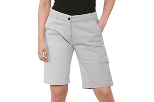 NOROZE Women's Stretch Cargo Shorts - Ladies Turned Hem Bengaline Casual Everyday Combat Pants Chino Capri Regular Fit Above The Knee Bermuda Summer Crops