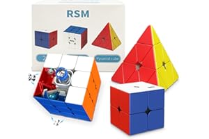 TUNJILOOL Juego de 3 Cubos Magnéticos,MOYU RSM Serie con Cubo magico de 2x2 3x3 pirámide, Imán Incorporado,Gira Libre y Suavemente,Adecuado para Profesionales y Principiantes,para niños y niñas