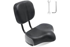 MOONCOOL Bike Seat with Backrest for Adults, Comfortable Bicycle Saddle with Suspension, Tricycle Seat with Backrest Fits MTB Mountain Bike, Folding Bike, Road Bike, Spinning Bike, Exercise Bikes