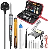Soldering Iron Kit, 90W Adjustable Temperature Soldering-Iron Gun Kit Welding Tool with 5 Soldering Tips, Desoldering Pump, T