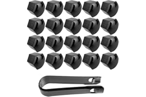 JTKREW 17mm Radbolzenkappen, 20x+1 Radmutterkappen und Radmutternkappen Set aus Kunststoff mit Demontagewerkzeug - Schwarze | Universal passend