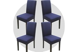 ZHILING Stuhlhussen Bezüge Set von 4 Super Fit Stretch abnehmbare waschbare Esszimmerstuhl Protector Cover Sitzbezug für Hotel, Esszimmer, Zeremonie, Bankett Hochzeitsfeier(Marineblau)