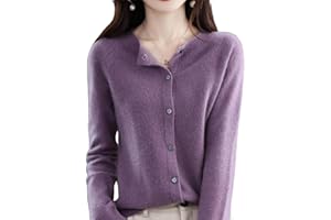 JEEEUN Women's Cashmere Cardigan Sweater, Cashmere Button Front Long Sleeve Cardigan Soft Warm Knit Elastic Jumpers