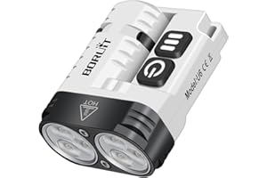 BORUIT U6 Latarka LED z akumulatorem 1600 lumenów, Mini A/C-C z wodoodporną latarką IP68, mała latarka EDC z klipsem magnetycznym na kemping