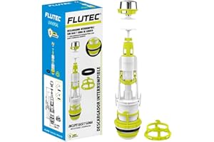 Mecanismo de descarga universal de inodoro | 5 años de garantia | Interrumpible para Cisterna, Mecanismo Silencioso adaptable a roca | facil de instalar y ahorro de agua | FLUTEC, FLUVIA