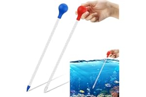 Molain Coral Feeder, 2 Pcs Acrylic Marine Fish Reef Feeding Tube, 13.7 Inch Coral Food Tool for Reef/Anemones/Brine Shrimp Most Aquarium Organisms (Blue+Red)