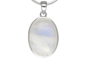 Lebensquelle Plus Regenbogen Mondstein Edelstein Anhänger oval | In 925er Silber gefasst | 18 x 13 mm (weißer Labradorit)