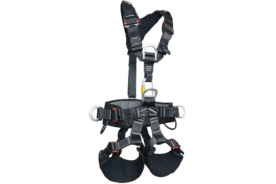 SOB Climbing Harness Safety Harness Full Body Safety Belt Adjustable Outdoor Mountain Climbing Belt for Rock Climbing Tree Climbing Fire Rescue Expanding Training Rappelling, CE Certified