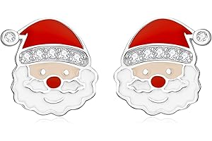 LINSTER Orecchini a forma di renna con pupazzo di neve e albero di Natale per donne, in argento sterling 925, per feste invernali, orecchini di Natale, gioielli di Natale, regali per donne e ragazze