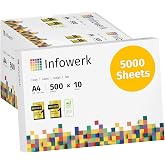 Infowerk Multi-Purpose Paper for Printer, Folios A4, 80 g, 5,000 Sheets, 10 Packs of 500, White, PEFC