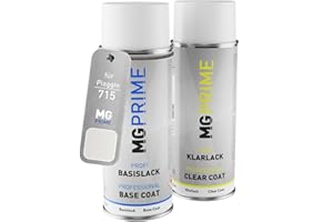 MG PRIME Pintura automotriz Set de aerosoles para Piaggio 715 Bianco Spino/Blanco Spino Pintura base pintura transparente, bote de spray de 400 ml