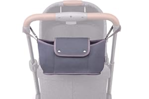 Zamboo Pram Organiser - Neoprene Stroller Organiser with 4 Compartments and Magnetic Closure - Universal Buggy Organiser with Hook and Loop Fasteners - Grey